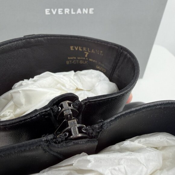 Everlane The City Boot in Black Leather sz 7 Women's Side Zip Block Heel Ankle - Picture 6 of 8